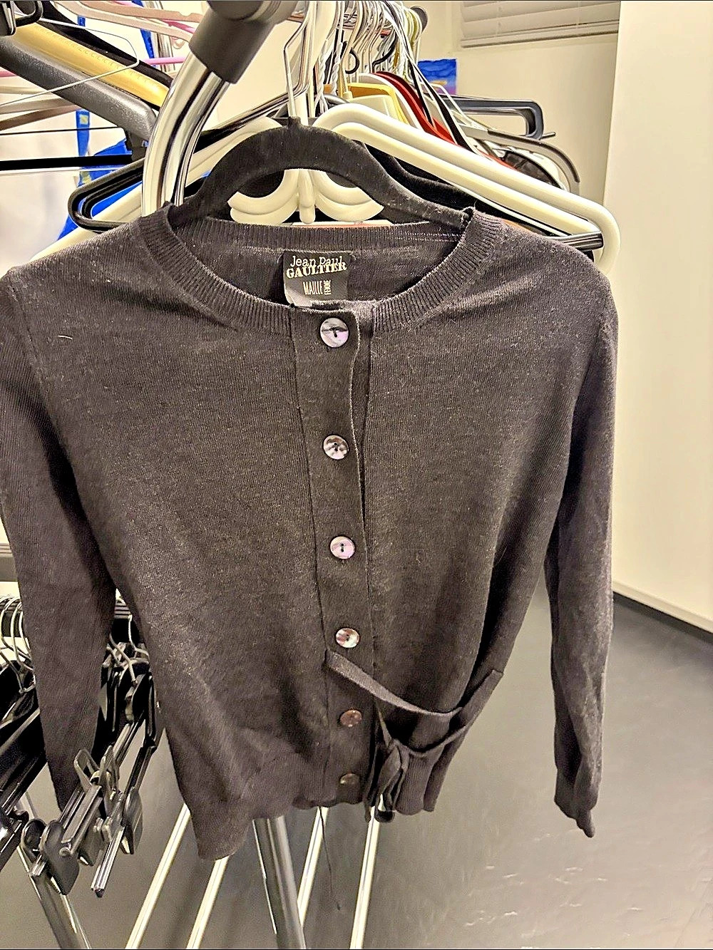 Jean Paul Gaultier Black Button Front Sweater Size Medium